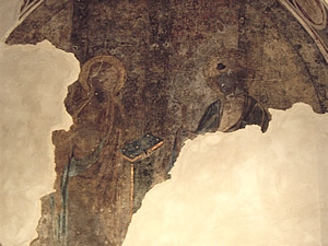Gothic fresco of Saint Matthew, in Santa María Church